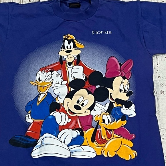 Vintage 1990s Mickey Mouse Cartoon Florida Disney World Tee Top Shirt - Picture 2 of 4